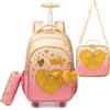 HTgroce Zaino Scuola Trolley da Viaggio Trolley per Zaino Scuola Media Borsa Scuola Bambina Zaino con Ruote
