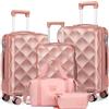 Sea choice Set di Valigie Rigide 5 pezzi ABS Borse da Viaggio Trolley con Lucchetto TSA Bagaglio a mano S+M+L con 4 Ruote a 360° con 1 Borsa da Viaggio e 1 Trousse da Toilette