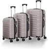 Juskys Set valigie rigide 3 pezzi - ABS - con ruote girevoli, lucchetto a codice e manico telescopico - trolley da viaggio - colore champagne