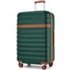 KONO Valigia Bagaglio a Mano Trolley Grande Valige L Rigida Grande Viaggio ABS+PC Hardshell Leggero con 4 Ruote e TSA Lucchetto, Verde/Marrone