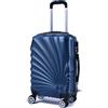 R.Leone Valigia da 1 pezzo Fino a Set 4 Trolley Rigido grande, medio, bagaglio a mano adatto Ryanair 55x40x20cm e beauty case 8 ruote in ABS 2092 (Blu, M Media)