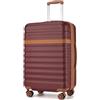 KONO Valigia Bagaglio a Mano Trolley Media Valige Rigida Medio Viaggio ABS+PC Hardshell Leggero con 4 Ruote e TSA Lucchetto, Bordeaux/Marrone