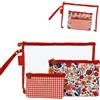 Camomilla Milano Set 3pz Buste Make-up Donna, PVC, Collezione Sweet Bloom, Colore Rosso