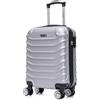 R.Leone Valigia EasyJet 45x36x20 cm Trolley Bagaglio a mano in ABS 4 ruote smontabili 2026 (Argento, XS Bagaglio low cost)