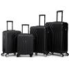 R.Leone Valigia da 1 Fino a Set 4 Trolley Rigido grande, medio, bagaglio a mano 55x40x23 cm Wizz, ITA Airways e bagaglio 45x36x20 cm EasyJet in ABS 9001 (Nero, Set 4 Pezzi XS S M L)