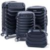 R.Leone Valigia da 1 pezzo Fino a Set 4 Trolley Rigido grande, medio, bagaglio a mano e beauty case 8 ruote in ABS 2026 (Nero, Set 4 XXS S M L)