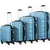 Zelsius Set di valigie Zelsius 4 pezzi, blu acciaio | Valigia rigida in ABS con chiusura a combinazione, 4 ruote e divisorio interno | Valigia a mano, set di valigie rigide 4 pezzi, trolley, valigia grande
