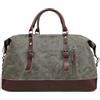 VARLIVOO Borsa da Viaggio Uomo Vintage Borsa Impermeabile in Tela Multi-compartimenti Borsone Grande Viaggio Borsa per Weekend Borse da Palestra Borsone Sportivo per Campeggio Verde Militare