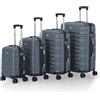 Juskys set di valigie rigide 4 pezzi - lucchetto a combinazione, ruote silenziose a 360°, grande, manico telescopico, leggero - valigie in antracite