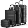 NUMADA - Set Valigie Rigide 4pezzi Upfly T10 ABS. Trolley Bagaglio a Mano 55x40x20, Maligia Media 66x44x26 (18Kg), Valigia Grande 76x50x29 (25Kg) e Beauty Case da Viaggio. Resistente e Sicuro | Nero