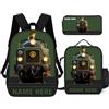ASD Jewerly 3Pcs Set personalizzato ingegneria veicoli a tema zaino borsa regalo, nome personalizzato costruzione veicoli a tema escavatore camion stampa zaino casual laptop daypack borsa (style24)