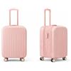 cecaro group Valigia Cabina Salvaspazio 57 cm - Trolley Rigido Espandibile con Inserto in Tessuto, Lucchetto TSA a Combinazione, 4 Ruote, Bagaglio a Mano Aereo (Rosa)