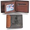 MunkiMix Personalizzati Foto Pelle Bifold Portafogli per Uomo Inciso Schizzo Immagine/Nome Iniziale/Testo Uomo Portafoglio Regali per Lui Papà Fidanzato Marito (B3-Nome Iniziale & Interno Testo, Nero)