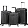 R.Leone Valigia da 1 Fino a Set 4 Trolley Rigido grande, medio, bagaglio a mano 55x40x23 cm Wizz, ITA Airways e bagaglio 45x36x20 cm EasyJet in ABS 9001 (Grigio, Set 3 Pezzi S M L)