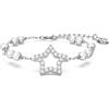 Swarovski Stella Braccialetto, con Pavé, Perle di CristalloSwarovski e Motivo a Stella, Chiusura con Cigno, Placcato in Tonalità Rodio, Bianco