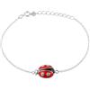 amorili Bracciale Coccinella Bambina in Argento 925 - Gioiello Regalo Ragazza - Braccialetto Portafortuna Elegante e Regolabile - bcc2731