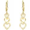 SOFIA MILANI - Orecchini da Donna in Argento 925 - Placcati in Oro e con Pietra Zircone - Orecchino Pendente a Triplo Cuore - E2707