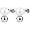 Brosway Orecchini Donna, Orecchini a Lobo in Acciaio e Perle | Collezione PERFECT - BPC22
