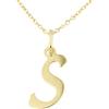 forme di Lucchetta - Ciondolo Lettera S Iniziale Nome in Oro Giallo 9 carati - Catenina d'oro 45cm, Collane d'Oro Vero per Regalo Donna Ragazza