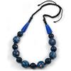 Avalaya Signature Wood Ceramic Bead Black Cord collana in colori blu scuro - 66 cm L (regolabile), Misura unica, Ceramica Legno Ceramica Cordoncini legno