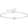 Silvora S925 Argento Mini Lettera A-Z Piccola Iniziale Cuore Ciondolo Nome Cavigliera/Braccialetti per Donne Ragazze 22+5cm Catena di Prolunga Cavigliera in Argento Sterling per Ragazze Adolescenti