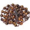 Nazareth Store Collana rosario con perline in pietra naturale Design in rame antico Medaglia del suolo sacro e croce in sacchetto di velluto - Rosari cattolici Terra Santa Gerusalemme (Occhio di Tigre Marrone)