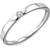 Miore Anello Donna Solitario Anello di Fidanzamento Diamante taglio brillante Ct 0.05 Oro Bianco 9 Kt / 375