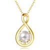 FANCIME Collana da donna in argento Sterling 925 placcato oro giallo collana da donna con ciondolo a forma di pietra portafortuna, gioiello regalo per mamma e donna, 16 inches, Argento sterling Oro