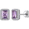 Suplight Orecchini a Lobo Argento 925 Quadrato, Orecchini con Ametista, Orecchini con Pietre Viola Alessandrite Giugno, Accessori Elegante con Confezione Regalo