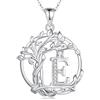 FANCIME Collana con iniziale ad albero della vita per donne, in argento Sterling con ciondolo a forma di albero genealogico con lettera maiuscola simulata di diamante A-Z 26, regalo personalizzato per