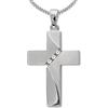 Clever Schmuck Argento Croce 23 mm in centro 3 zirconi Diagonal, superficie sagomata, in parte lucido, levigato e Matt e catena viennagold 42 cm in argento 925 rodiato