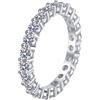 Homxi Anelli in Argento Donna 925,Fedi Nuziali Matrimonio Rotondo con Moissanite 2.2ct Anelli Donna Argento Fedina Misura 18(59mm)