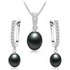 Hemasa Set di gioielli in argento Sterling con perle d'acqua dolce da 8-9 mm per donne, orecchini e collane, Regolabile, Acciaio inossidabile, Agata
