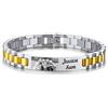Lam Hub Fong Bracciale per Uomo Personalizzato Inciso Bracciale Identificativo con Foto & Testo per Papà Marito Misura Braccialetti Regolabile per Uomo Donna Amanti Regalo di Compleanno San Valentino (B)