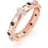 gioiellitaly Anello rosario argento 925 ramato rosè liscio grani e croce con pietre nere e bianche Anello preghiera unisex Gioiello Uomo Donna