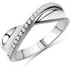 Anellissimo Anello Incrocio Largo Donna Argento 925 con zirconi -