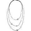 PASSIONE Collana in corda con CUORI argento in vera pelle - Collana multistrato (3 giri) - Realizzata a mano in Italia (Notte stellata)