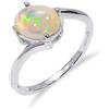 Stone House Anello di fidanzamento nuziale impilabile in opale etiope naturale per lei, in argento sterling 925, regalo di gioielli per lei (R025)