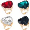 UNICRAFTALE Anello A Cuore Grande con Cristallo e Strass Chic Elegante con Pietra Portafortuna per Spose