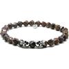 Nato Cuff - Bracciale Teschio Skull in Argento - Perline Bronzite Pietre semipreziose - Gioielli Uomo o Donna fatti a mano in Francia (Medium 17cm)