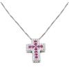 Damiano Argenti Collana con Croce in Argento Sterling 925 e Zirconi Colorati Rosa