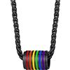 Bandmax LGBT Gay Pride Arcobaleno Rainbow Collana Uomo Donna, 02 Stile Cilindrica Collana Pendente, Nero/Oro Ciondoli Per Collane LGBT Accessori, Idee Regalo per Coppia