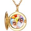 SILVERCUTE Collana Argento 925 Donna con Foto Personalizzata Medaglione Ciondolo Portafoto Rotondo Placcato Oro Collana Personalizzata con Foto + Incisione, Idee Regalo Gioielli Donna