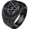 FaithHeart Anello Uomo Satana Pentagramma Pentacolo Invertito Capra Satanica 3D Rilievo Anello Argento Ner Oro Gotico Hiphop Punk Misura IT 14-32 Personalizzato Regalo Compleanno Coppie