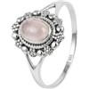 mantraroma Anello da donna in argento con pietra di quarzo rosa, pietra preziosa rosa, discretamente giocoso