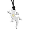 amorili Collana Geco Uomo in Acciaio Inox con Elemento in Oro e Cordino Nero 60 cm - Gioiello Talismano Portafortuna, Design Moderno e Resistente, Idea Regalo Made in Italy cln0260