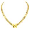Richsteel Lettera M Collana Uomo Oro Catena Cubana Cool Collana Cubana 7 MM Uomo Acciaio 46+5 CM Collana Iniziale Cuban Chain San Valentino Regalo Uomo