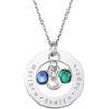 MMXX Collana con Pietra Portafortuna Personalizzata per Donne Nome Collana Personalizzata 2-5 Nomi Oro/Argento/Oro Rosa Ciondolo Rotondo con Pietre Portafortuna Gioielli Famiglia Regalo per Mamma - B1