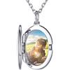 SILVERCUTE Collana Argento 925 Donna con Foto Personalizzata Ciondolo Portafoto Medaglione Ovale Collana Personalizzata con Foto + Incisione, Idee Regalo Gioielli Donna