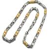 USUASI CN00755 - Collana a catena bizantina da uomo, in acciaio inossidabile, placcata in oro, 4 mm, 53,3 cm, CN00755 (acciaio inossidabile placcato argento/oro, 21), Metallo, Bisanzio